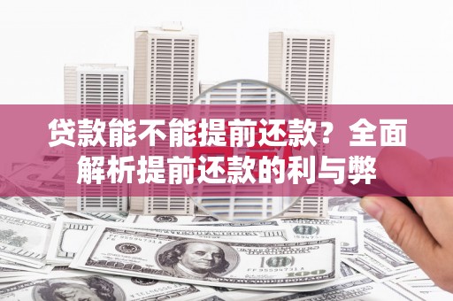 府谷贷款能不能提前还款？全面解析提前还款的利与弊
