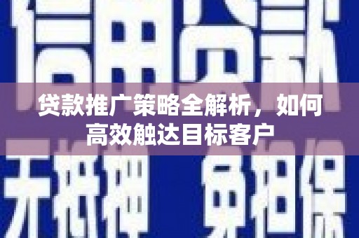 芦洲贷款推广策略全解析，如何高效触达目标客户